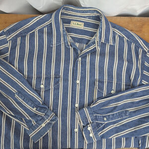 Men's Vintage Striped LL Bean Work Shirt